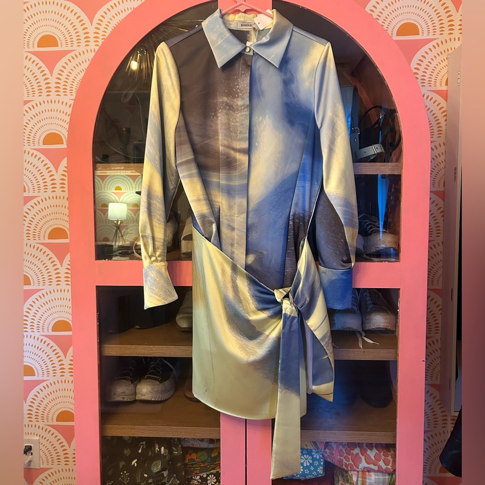 SIMKHAI brand new with tags Larson printed mini shirt dress | size 4